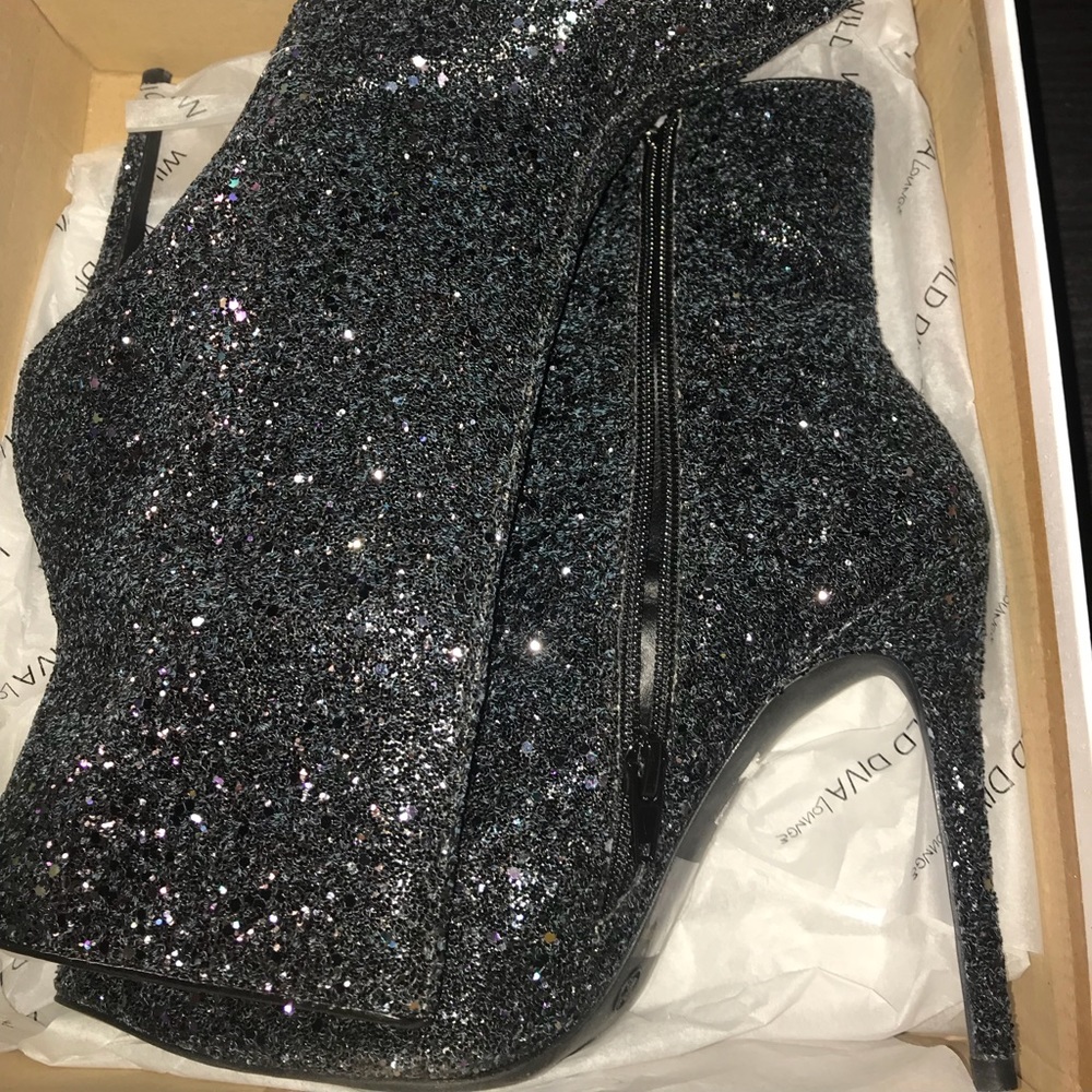 Blue glitter heels